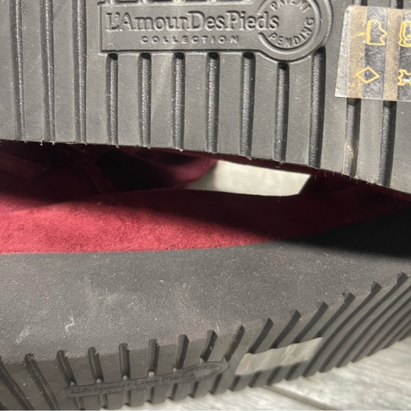 L'Amour Des Pieds Womens Amadour Platform Wedge Sandals Burgundy Suede  9M - Picture 5 of 10